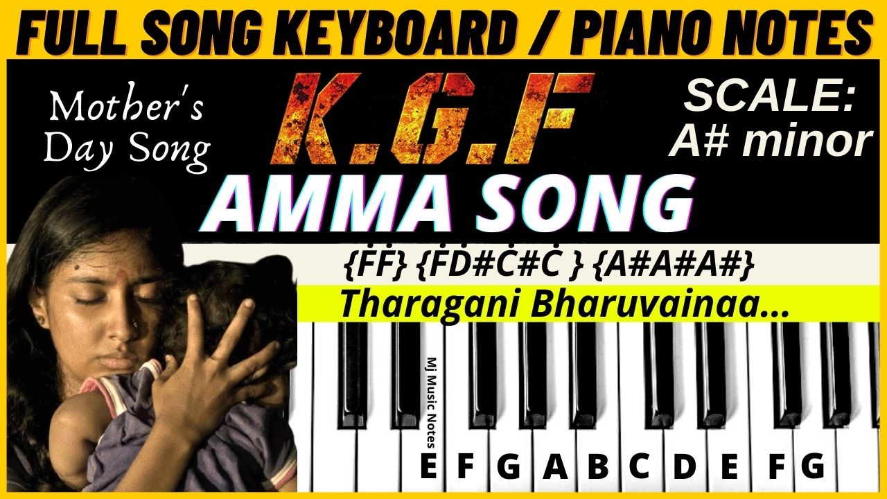 You are currently viewing KGF Mother song Piano Notes | Tharagani Bharuvaina song