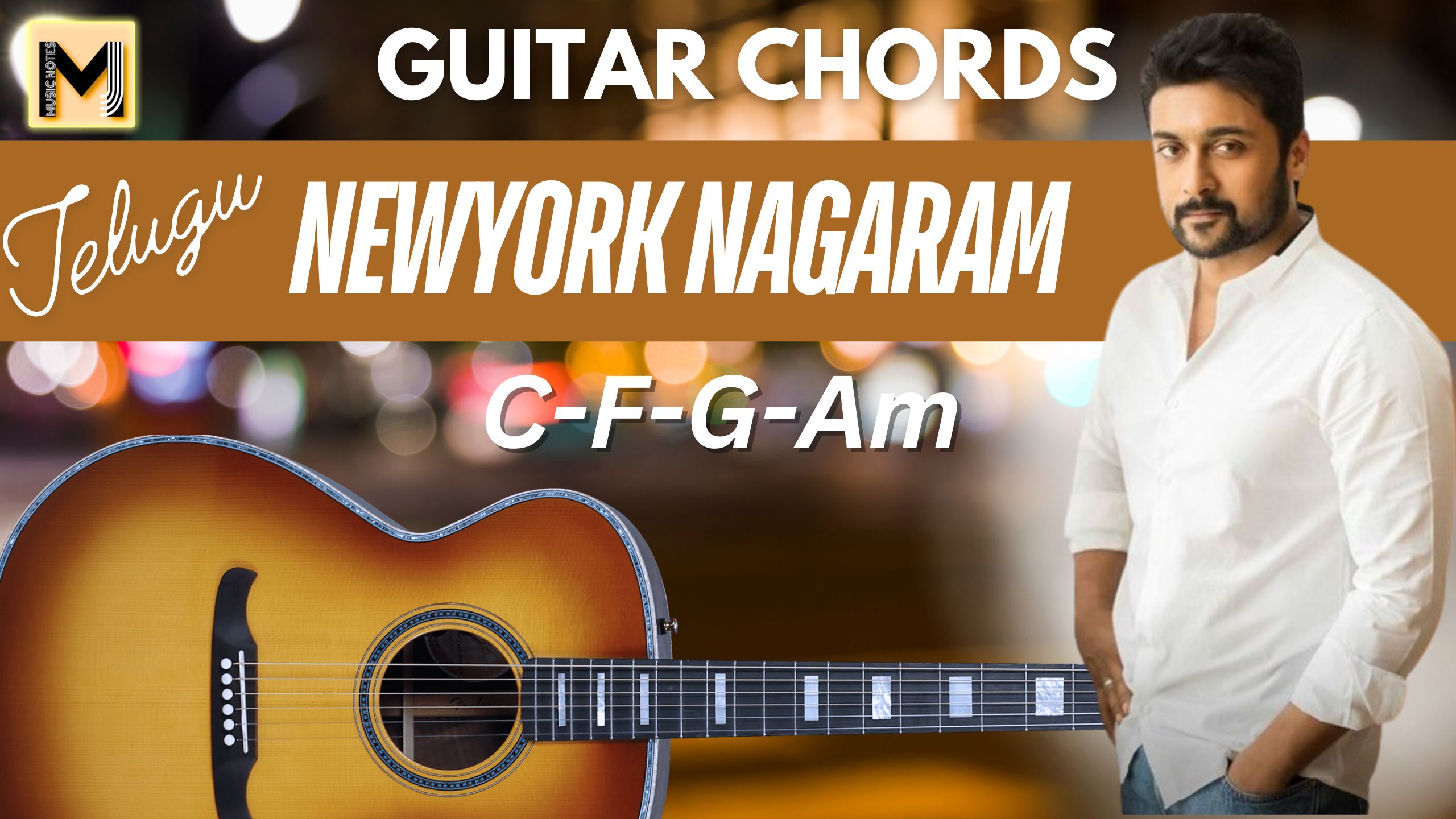 New York Nagaram Guitar chords | Nuvvu Nenu Prema | Telugu Song | A. R. Rahman