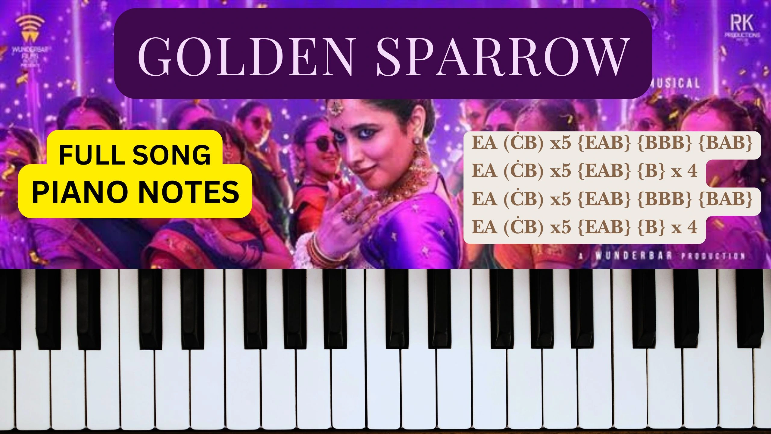 Golden Sparrow Piano Notes | Dhanush | Priyanka Mohan | 2024